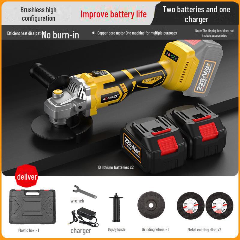 Brushless Lithium-Ion Angle Grinder with HD Display, High Power, and Long-Lasting Large Battery Capacity