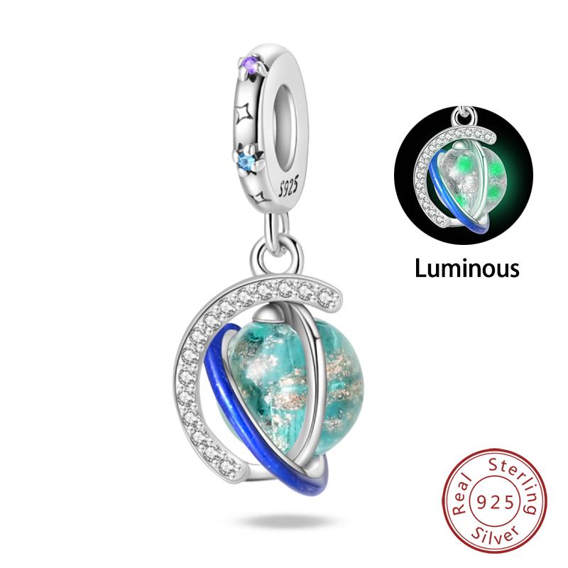 100% Copper Luminous Rabbit Astronaut Planet Spaceship Charms Beads Fit Diy Original Bracelets Necklace Jewelry