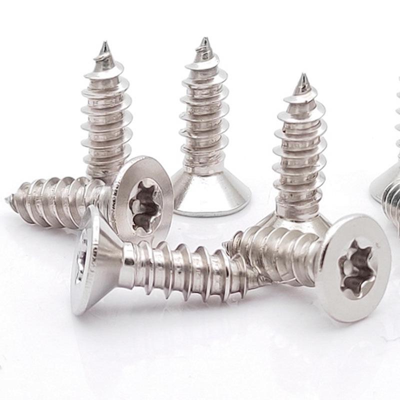 304 Stainless Steel Countersunk Anti-Theft Plum Blossom Screws, Flat Head, Self-Tapping, Sizes M3/M4/M5/M6