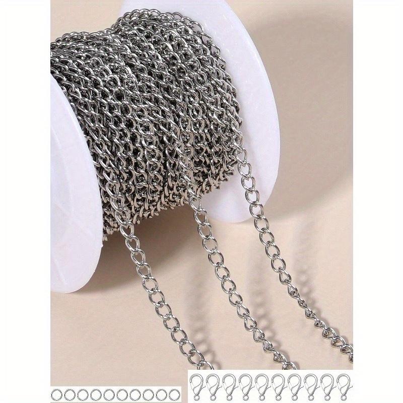 5m/Rolle Halskettenketten-Set für DIY-Schmuckherstellung, enthält 20 Stück Karabinerverschluss & 90 Stück Biegeringe, 1m/Packung ohne Karabinerverschluss & Biegeringe