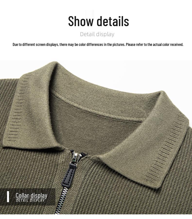 Men's 2025 Winter Jacquard Knit Half-Zip Sweater - Casual & Warm Style for Middle-Aged
