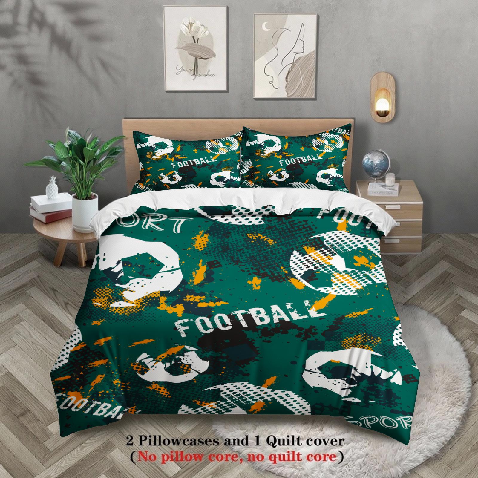 

3 шт. Комплект постельного белья Мультяшный Футбол 3D Принт Матовый Удобный Пододеяльник Королевский Размер Квин Полуторный Односпальный Размер Подарок на День Рождения Декор Комнаты EU Single 135x200cm