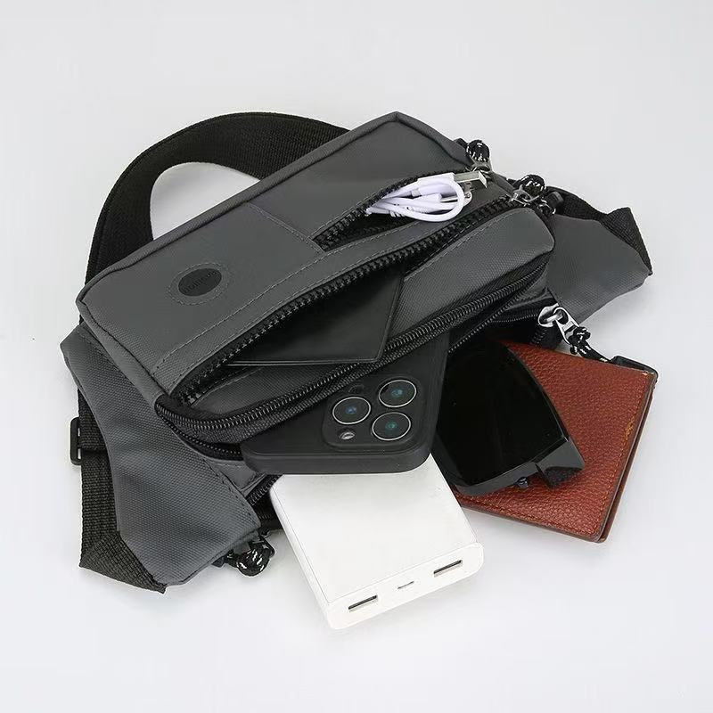 Men’s Waist Bag Large Capacity Crossbody Chest Bag Multi Pocket Nylon Sling Pack Casual Travel Belt Bag