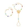 SHIXIN Trendy Colorful Crystal Long Y-Shaped Necklace Metal Flower Bracelet Collarbone Chain Summer Party Bohemian Jewelry Set