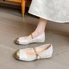 5 cm höjdökning, små Mary Jane-skor för damer ny nationell stil broderi färgmatchning, plattbottnade enkelskor för damers sommar