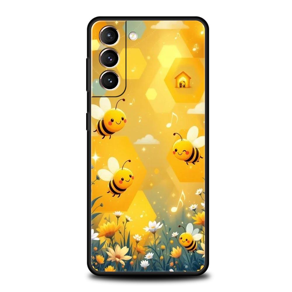 Honeybee Flower Pattern Phone Case Cover for Samsung Galaxy S26 S25 S24 S23 S22 S20 S21 FE Ultra S25 Edge Plus 5G Soft TPU Shell
