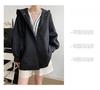 Women's Korean Chic Hooded Trench Coat with Lantern Sleeves - Spring & Autumn Casual British Style