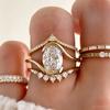 Oval Rhinestone Stackable Ring Set Multi Piece Curved Band Fashion Decorative Rings for Women