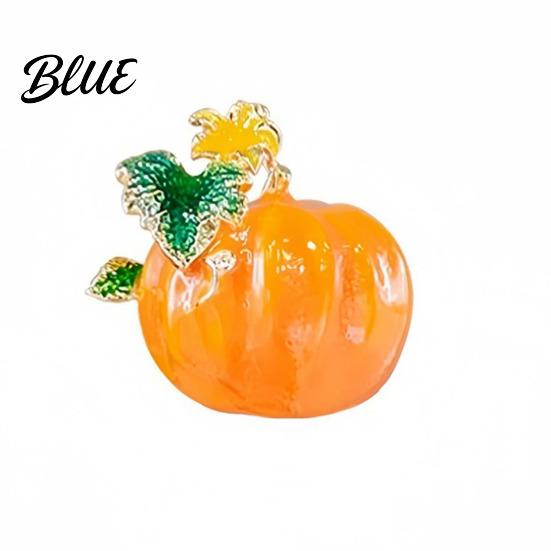 Pumpkin Collar Pin Brooch Enamel Painted Small Autumn Style Full