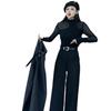 European High-End Winter Wool Wide-Leg Pants: Stylish, High-Waisted, Versatile, and Warm Women's Casual Trousers.