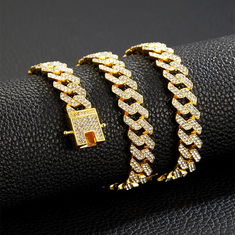 12mm Full Diamond Hip Hop Necklace: Men's Punk Retro Ins Style Exclusive