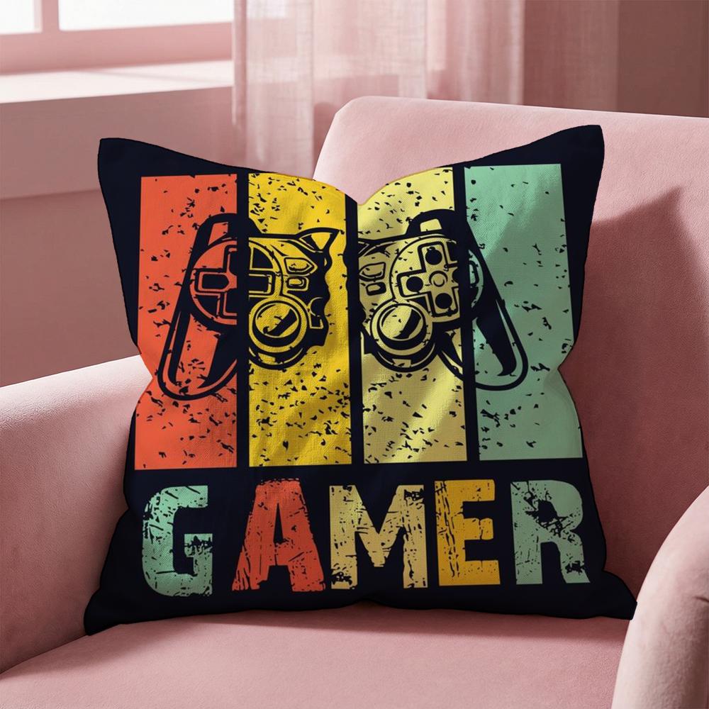 Colorful Graffiti Game Gamepad Cushion Cover Multi-Scene Pillow Cover for Home & Car - Reversible, Soft & Durable for Daily Use