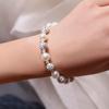 Pulseira de Charme com Mão de Pérola Branca Totalmente Bordada com Cristais para Meninas Nova Estilo Coreano Pulseiras com Contas de Pérola Barroca para Mulheres
