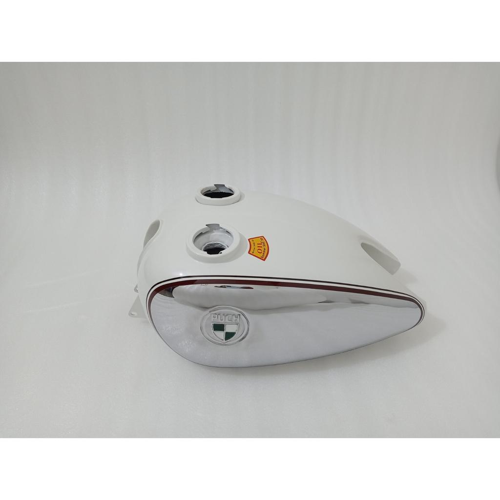 PUCH 250 TF 1952 250Cc White & Chrome Steel Petrol Fuel Tank With Cap |Fit For