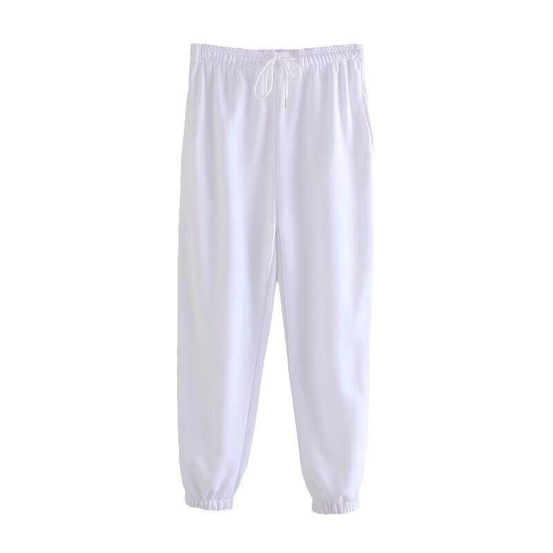 Kaslead New Arrival Women's Clothing Fashion Style Stylish Simple and Versatile Terry Knitting Elastic Waist Ankle-Tied Pants