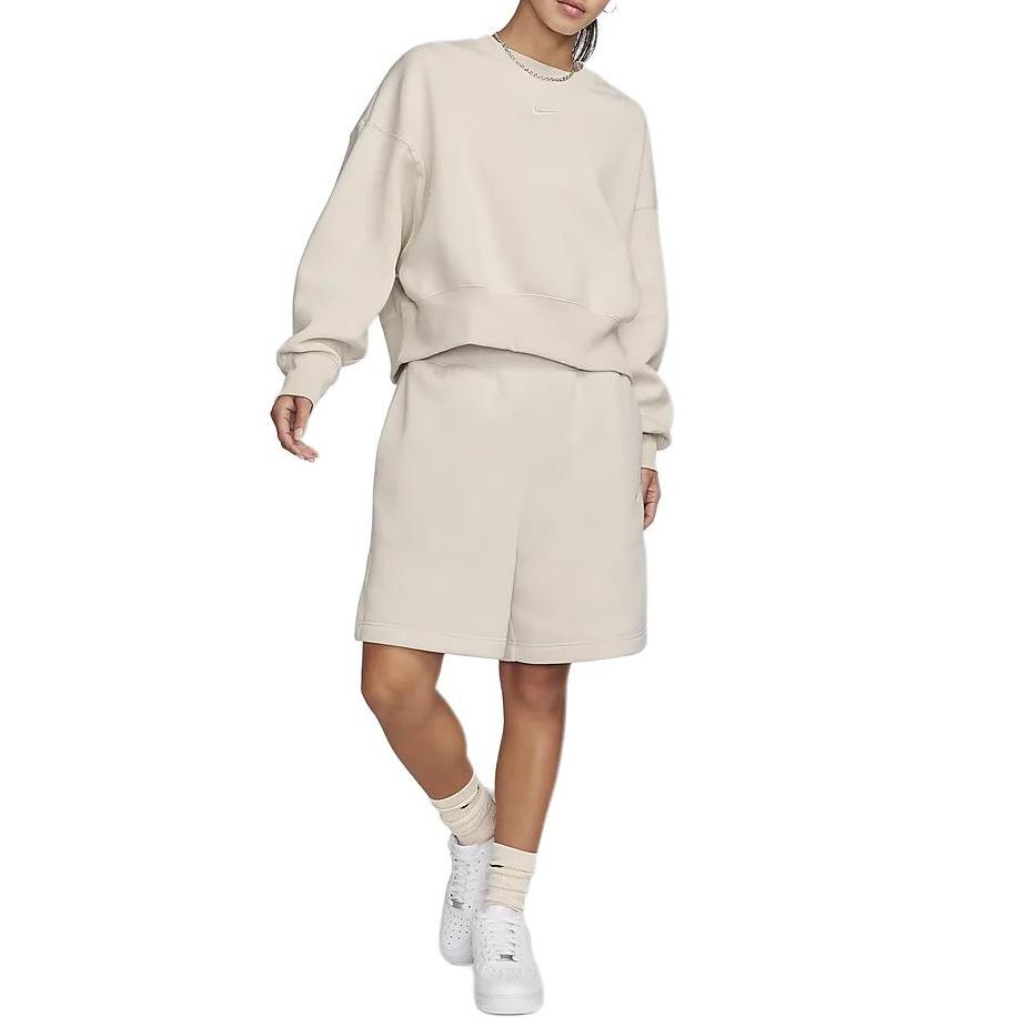 Nike Felpa da Donna a Maniche Lunghe Sportiva Casual Girocollo Vestibilità Ampia Kaki Chiaro DQ5762-104