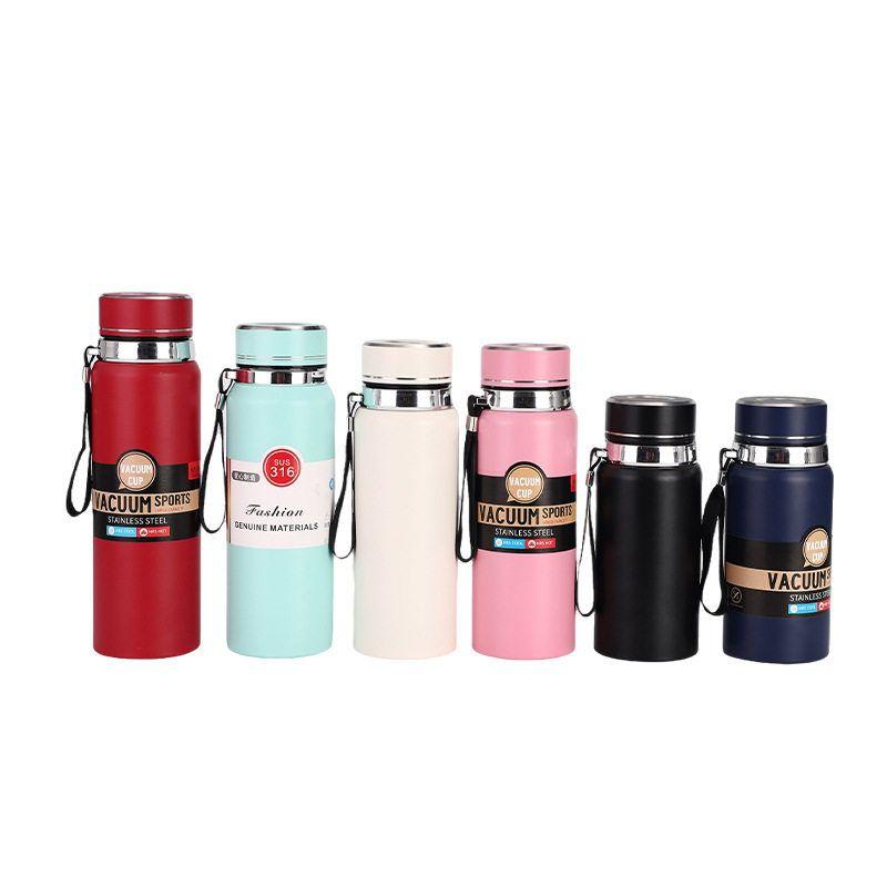 316 Stainless Steel Solar Kettle with Tea-Water Separation, Large Capacity Thermos Cup, Sports Water Bottle with Strap, Business Gift Water Cup