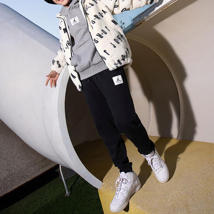 Jordan Logo Jednobarevné Krajkové Pletené Sportovní Kalhoty Dětské spodky Černá FJ9671-010