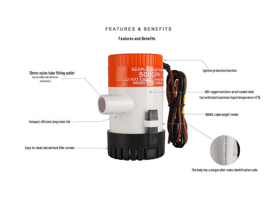 SEAFLO Miniature DC Yacht Bilge Water Pump for Cabin Drainage