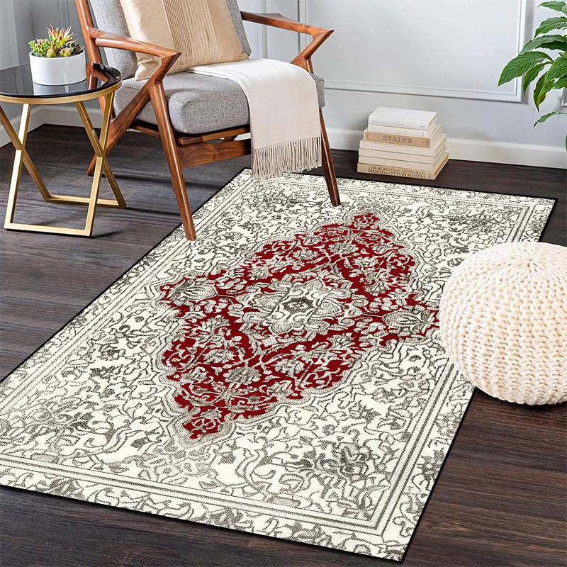 Vintage Dywan Perski Dekoracja Salonu Dywaniki Luksusowe Europejskie Dywaniki Sypialniane Dywaniki Przyłóżkowe Puszyste Miękkie Dywaniki Pod Sofę Mata Podłogowa Zmywalna