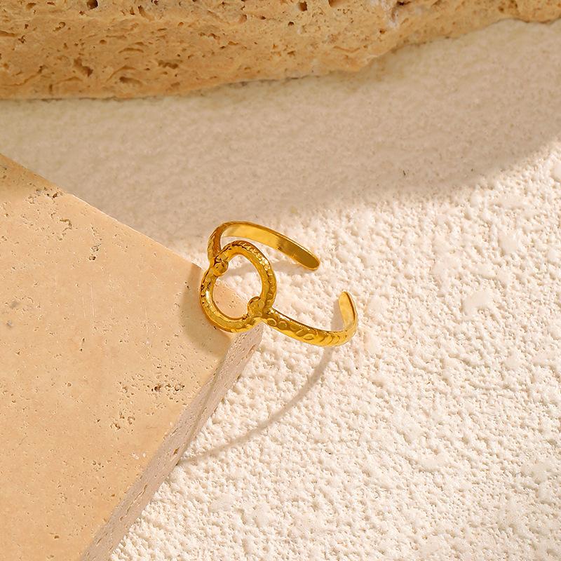 New Open Gold Circle Titanium Steel Ring 111 Non-fading Stainless Steel Ring High-end Jewelry Women