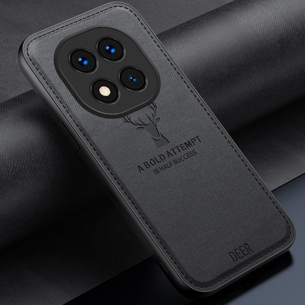 

For Xiaomi Redmi Note 14 Pro 5G/Poco X7 5G Case Deer Pattern Cloth Texture PU Leather Hybrid Phone Cover Grey