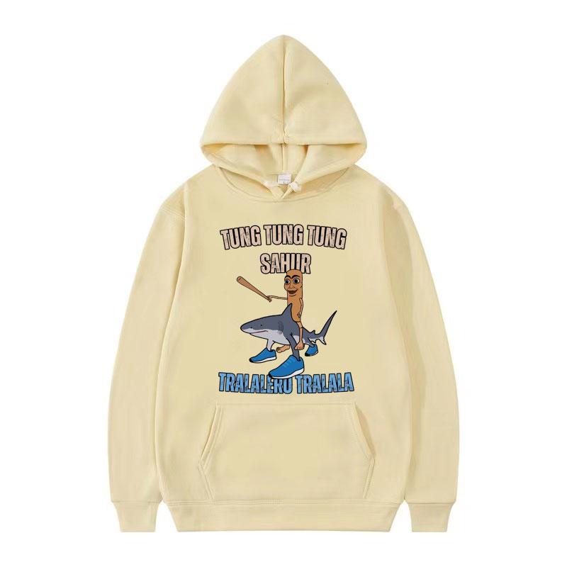 Tung Tung Tung Sahur Baseball Meme Hoodie Toppar Tralero Tralala Rolig Löparhaj Humor Streetwear Hoodies Män Kvinnor Sweatshirt