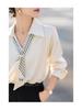 French Ribbon Satin Long Sleeve Women's Shirt - 2026 Spring Professional Style