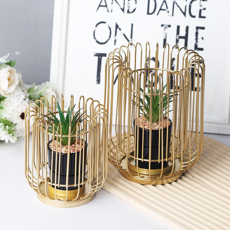 Iron Handicrafts Nordic Creative Luxury Simulation Plant Ornaments Flower Pots Desktop Potted Plants Home Decoration Ornaments