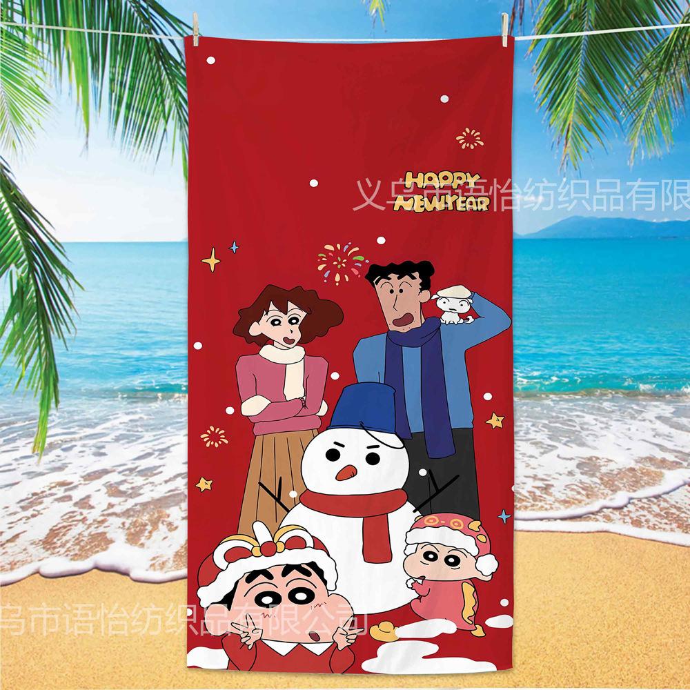 Extra Large Kids Quick Dry Bath Towel Cartoon Character Digital Print Double Sided Flannel Microfiber Beach Towel