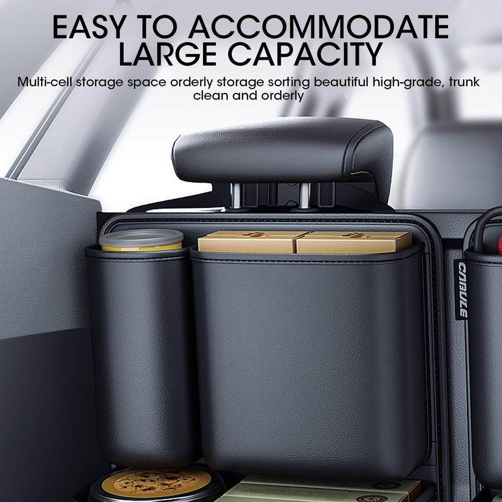 Car Trunk Organizer and Storage Detachable Seat Back Hanging Organizers Pocket Leather Car Accessories for Jeeps, SUVs, Vans