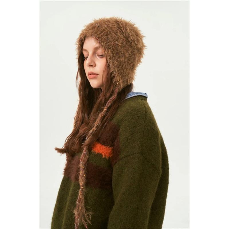 Long Strap Knitted Cap Autumn Winter Street Hip-hop All-match Ear Protection Hats Cool Personality Japanese Niche Beanie Hat