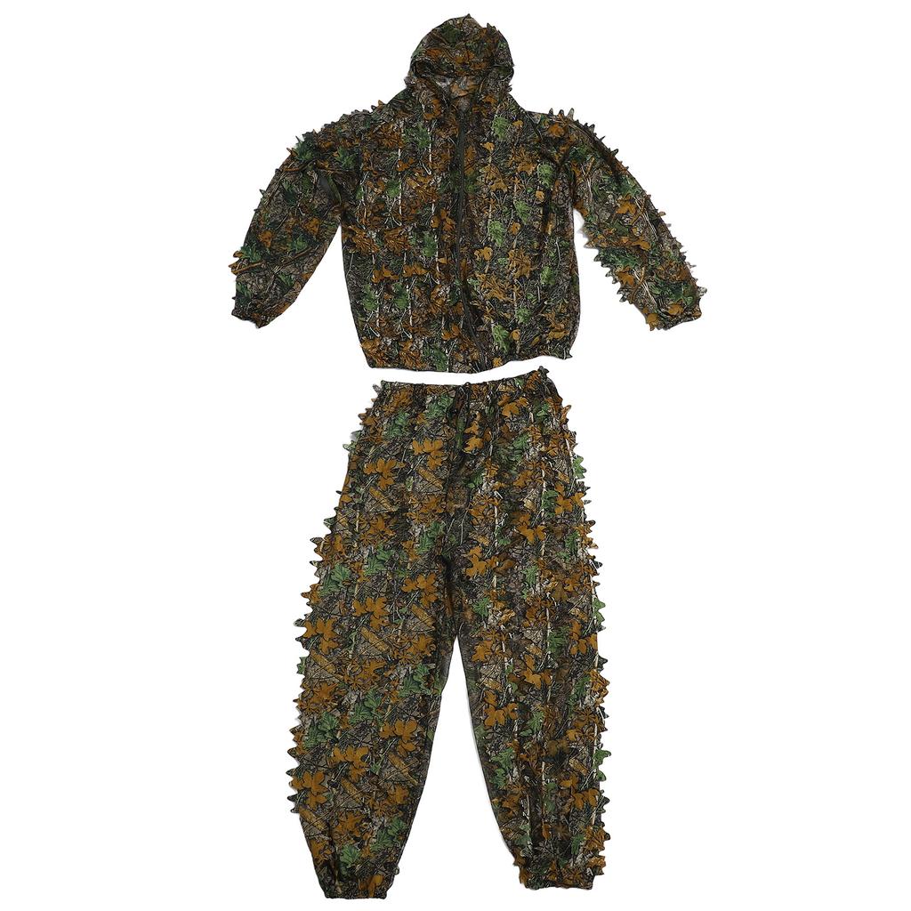 Outdoor Camouflage Suit Polyester Fiber Loose 3D Leafy Ghillie Suit for Bird Watching Hunting