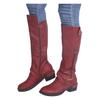 Women Zipper Square Heel Solid Color High Boots Knee-High Shoes Round Toe Boots