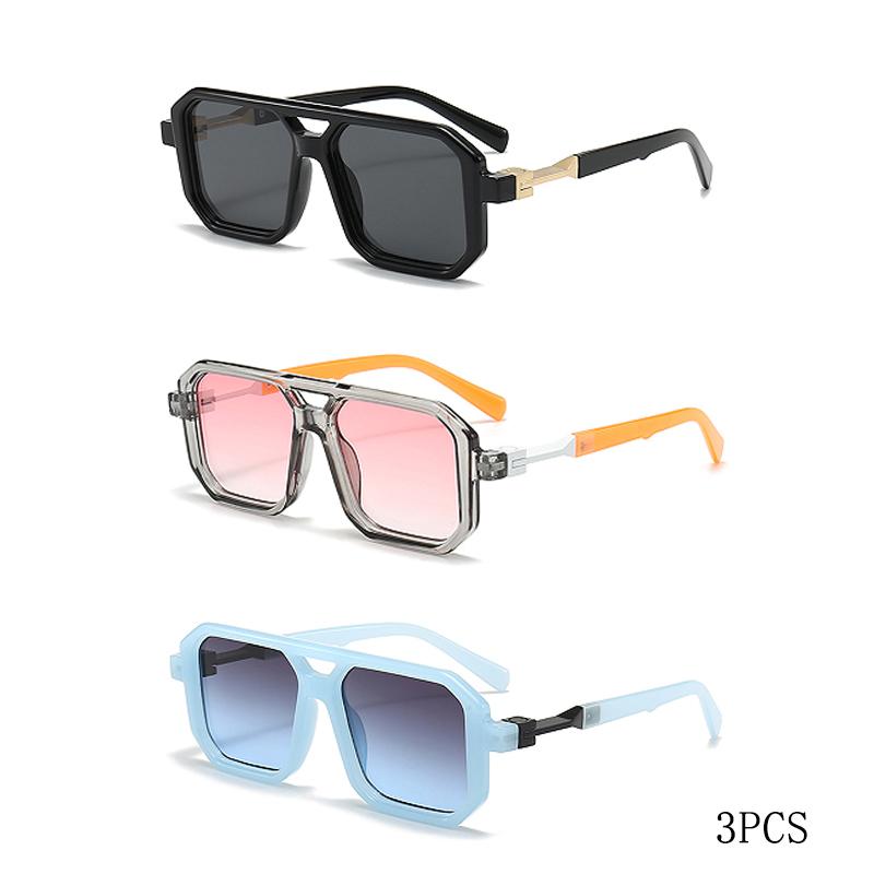 Retro Square Frame Sunglasses Men And Women With The Same European And American Double Beam Sunglasses Trend To Wear Decorative