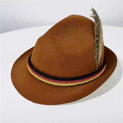 Top Hat Oktoberfest Fedora Retro Bavarian Style Unisex Cap with Feather And Rope Decor Holiday 1920s Themed Parties Cosplay Events Hat