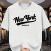 Camiseta de Manga Corta Casual Deportiva de Algodón de Moda para Hombre Verano Holgada Estampado de Letras de Nueva York Brooklyn Cuello Redondo Top