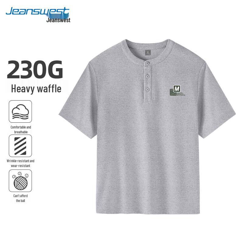 Jeanswest Men s Casual Waffle Round Neck Short Sleeve T-Shirt 4XL