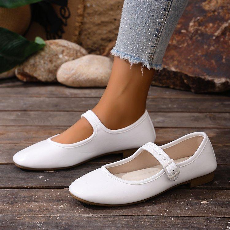Women's Mary Jane Shoes Dressy Square Toe Ballet Flats with Strap Comfortable Walking Shoes for Women Soft Faux Leather Anti-Slip Ballerina Shoes
