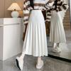 Autumn and Winter Solid Color Knitted Half Skirt for Women Elastic Waist Versatile A-line Skirt