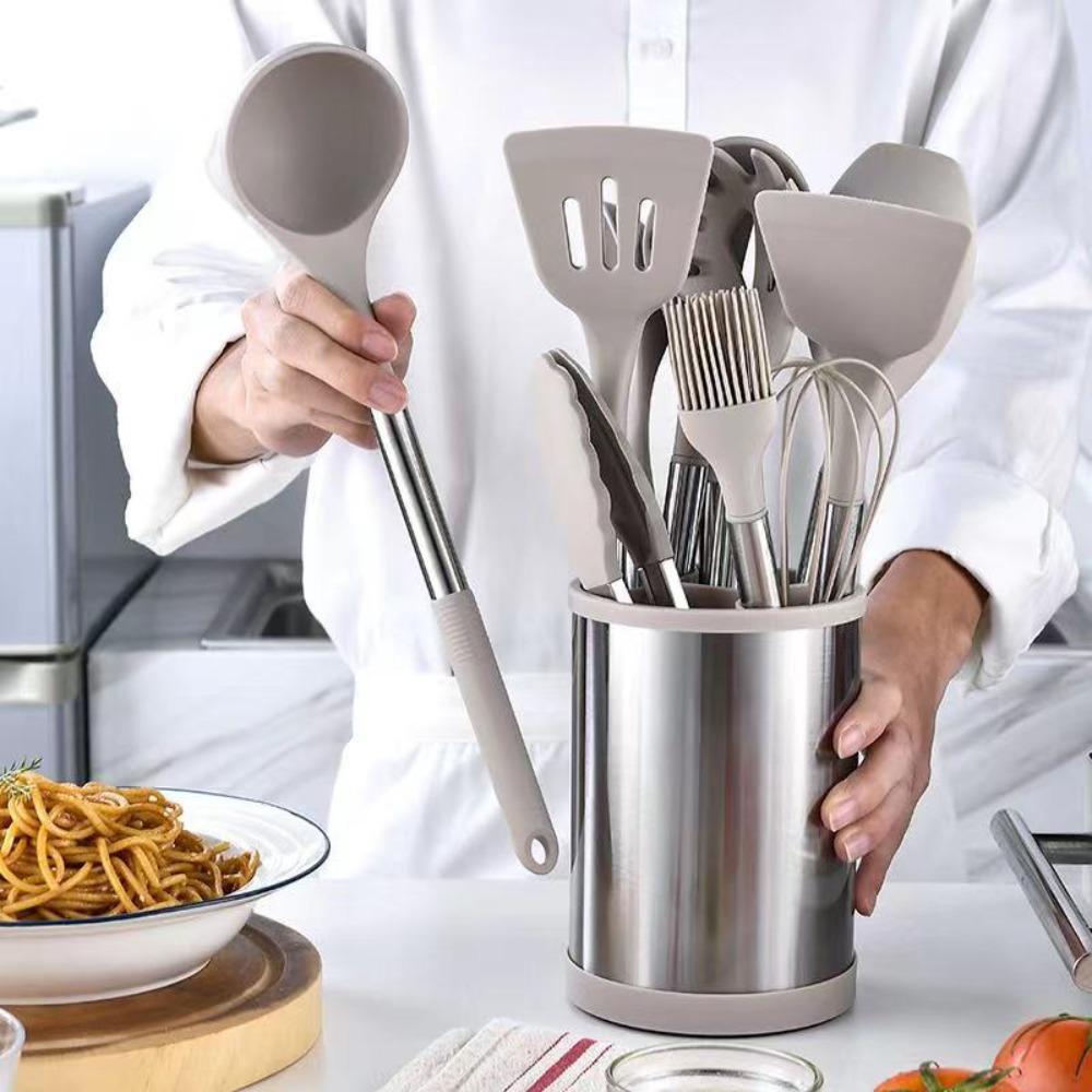 12PCS 360° Rotating Bucket Silicone Kitchen Utensils Set Kitchen Cooking Tools Kitchen