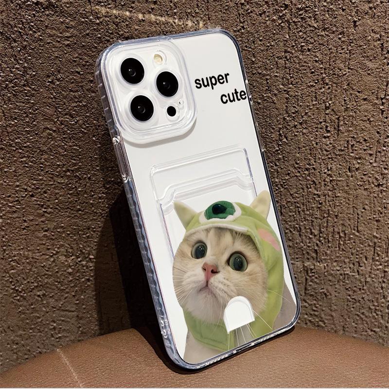 Card Slot Holder Silicone Wallet Pocket Case For Xiaomi 14T 13T 11T Redmi 15 14 12C 13C iPhone 17 16 15 Samsung A15 A25 A35 Cover Clear Phone Bumper