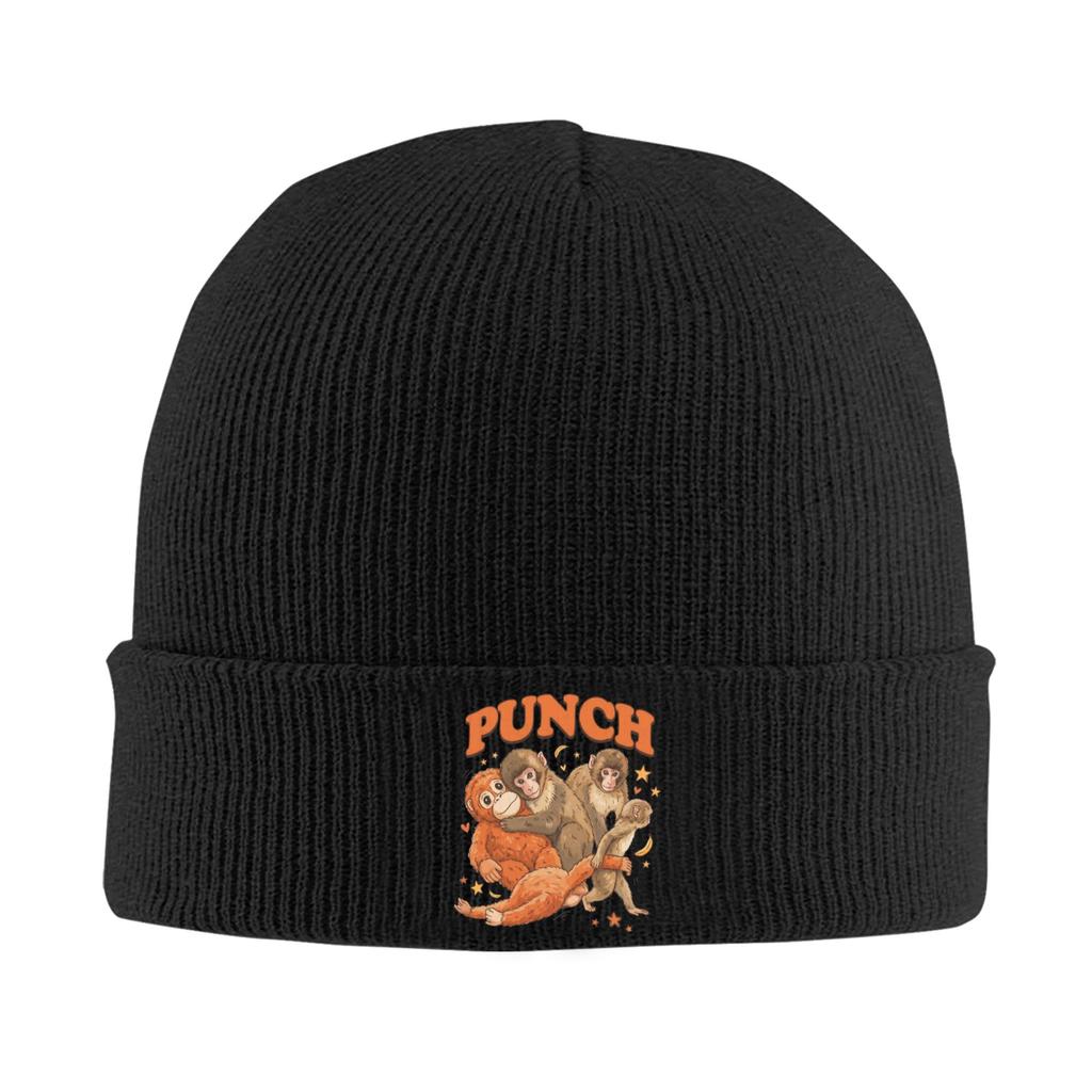 Kawaii Punch Baby Monkey And His Stuffed Monkey Knitted Caps Womens Unisexs Beanie Winter Hat Acrylic Warm Cap