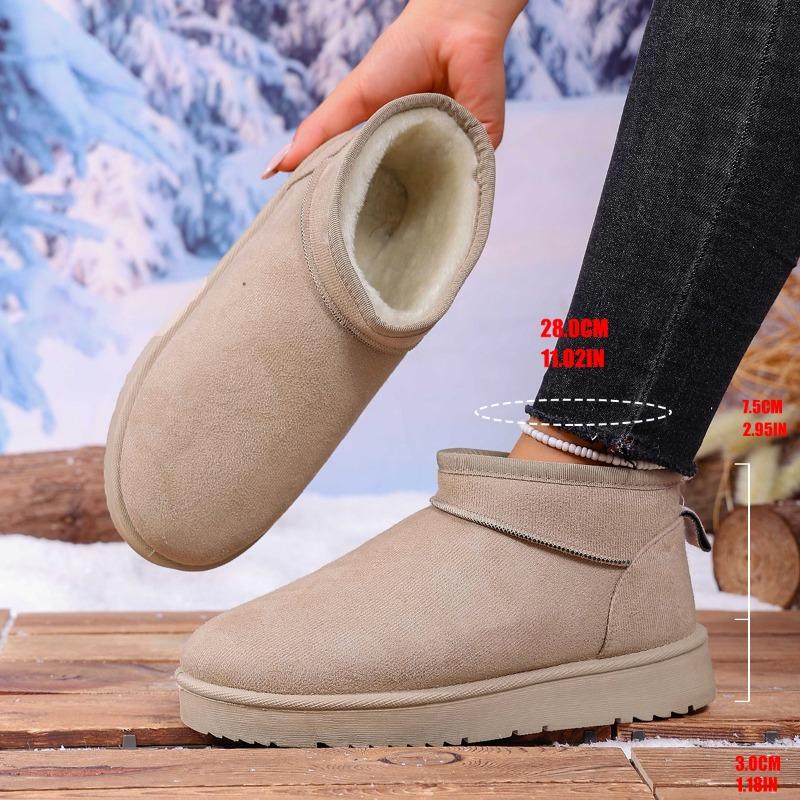 Large Size Snow Boots Women's New Winter Short Boots Flat-bottomed Velvet Thermal Cotton Shoes