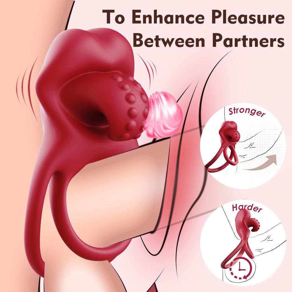Vibrating Cock Ring Clitoral Stimulator Male Pleasure Penis Ring Vibrator Couples Adult Sex Toys Games for Women Couple Sex Toy
