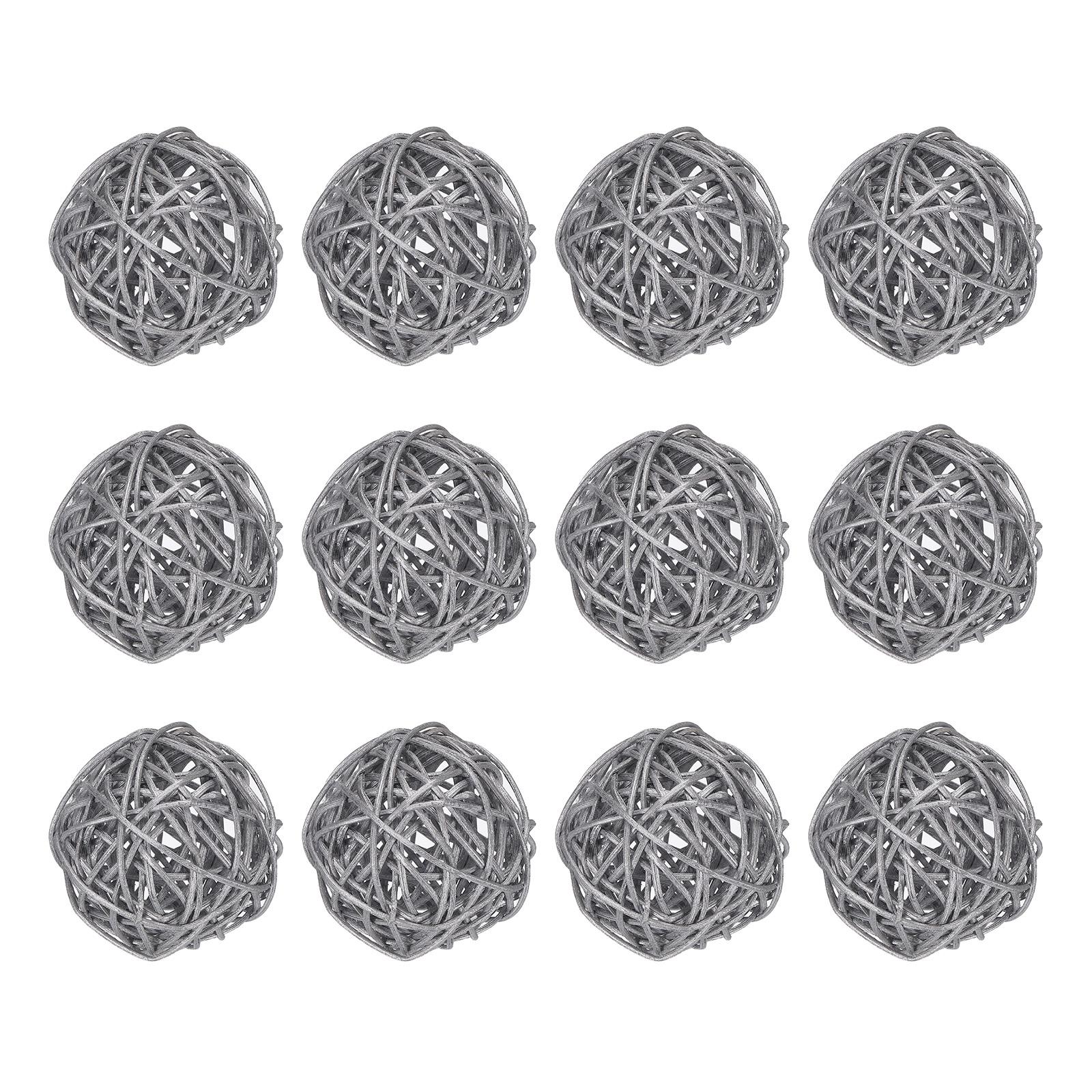 

12 шт. Плетеные ротанговые шары Декоративные шары 2 дюйма для наполнения ваз, Свадьба, Сад, Вечеринка в холле, Серебристый серебряный