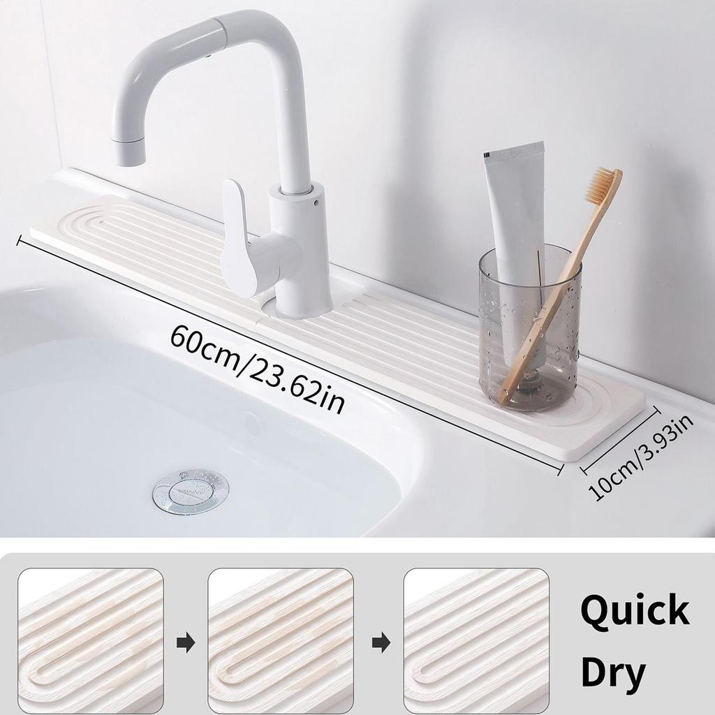 Circular Groove Faucet Pad Kitchen Sink Drying Pad Absorbent Faucet Mat Diatomite Sink Protector Splash Guard Stone Drip Catcher