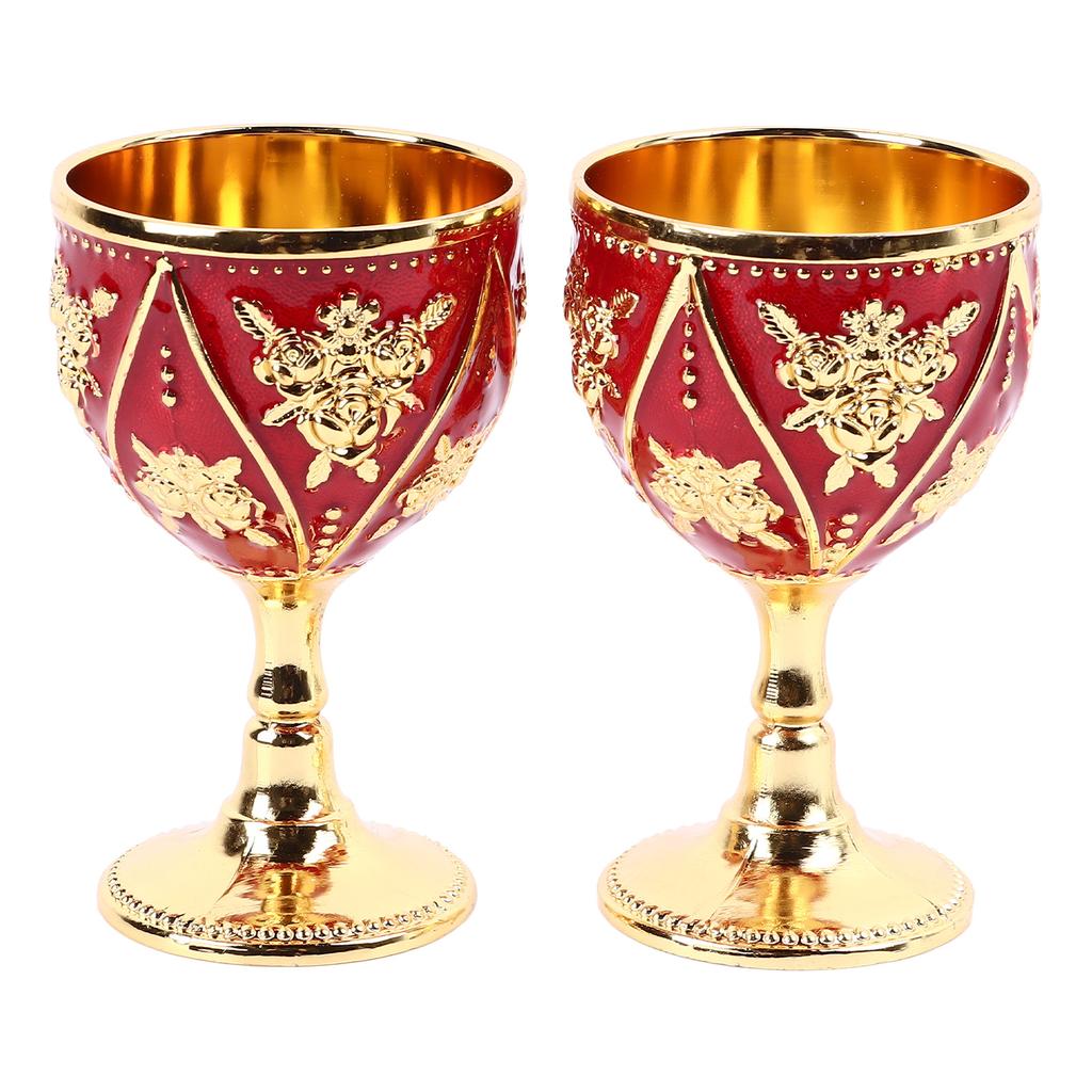 2 ks sklenice na víno Vynikající 3D reliéfní květinový vzor růže dekorativní vintage sklenice na víno