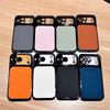 Luxury Leather Clear Plating Armor Case for iPhone 17 16 15 Pro Max 17Promax 16Pro Shockproof Premium TPU PC Soft Phone Cover