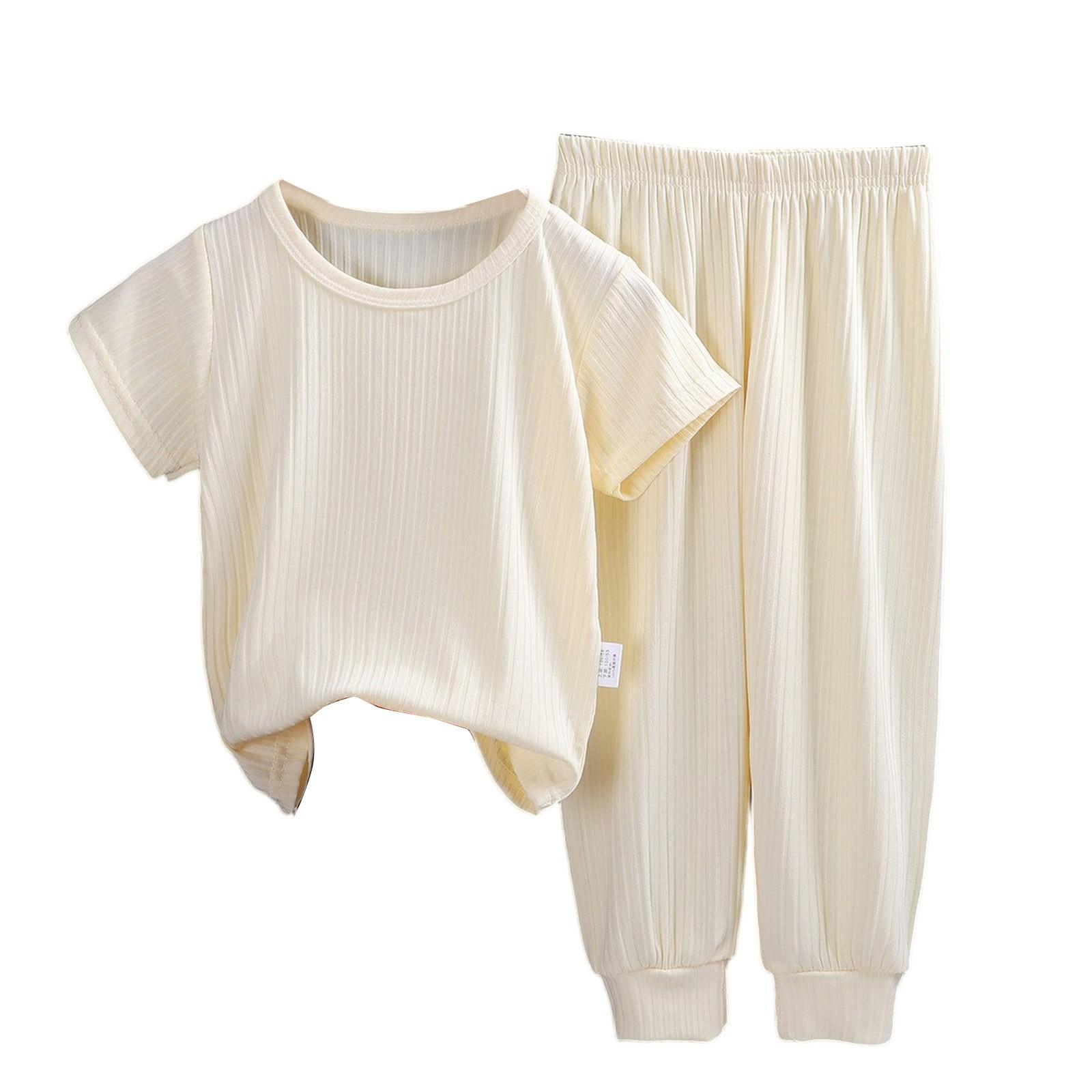 

Детский однотонный пижамный комплект - Унисекс одежда для сна и отдыха 140 бежевый